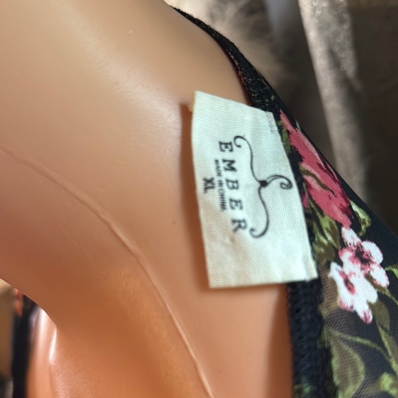 Blue Floral Wrap Blouse with Long Sleeves - Picture 7 of 9